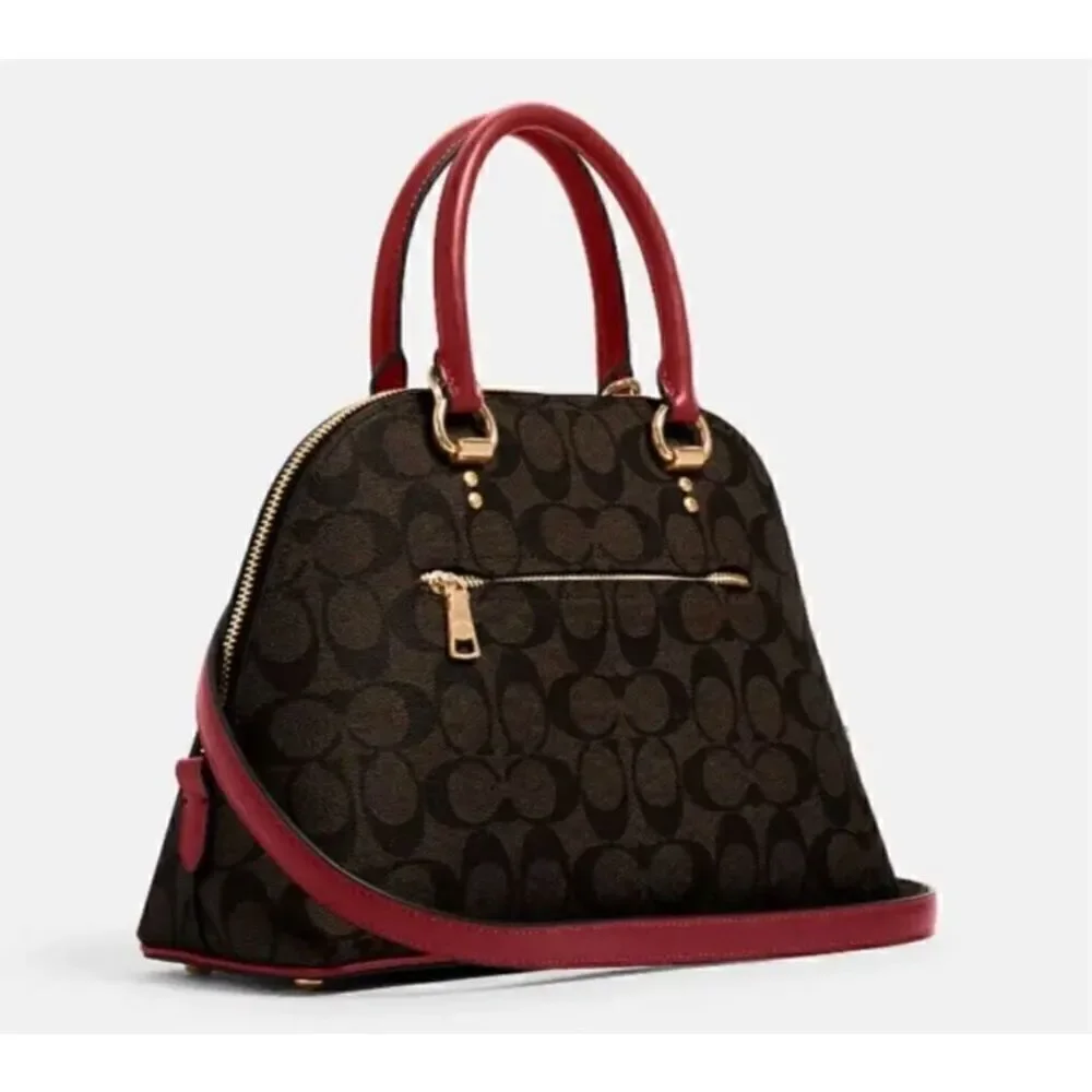 🔥🎁NWT! Coach Sig Katy Satchel Handbag Brown/Red Msrp:$350.00